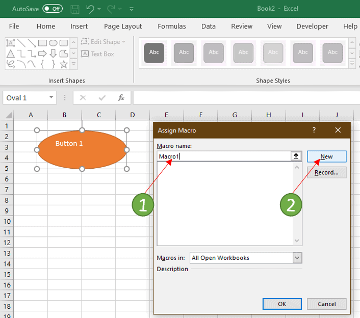 excel macro button